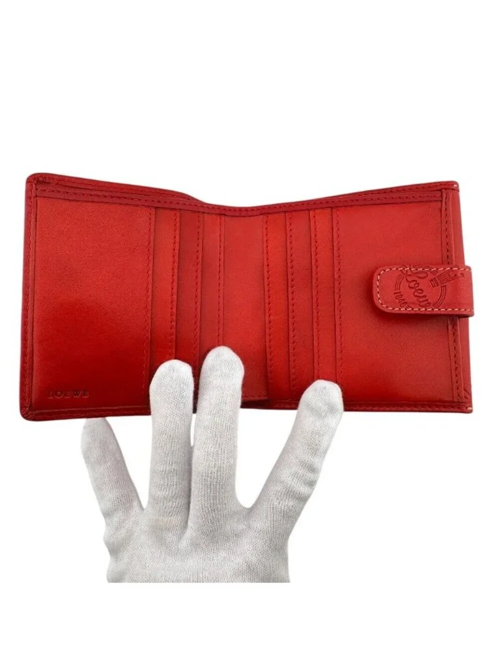 Loewe Logo Icon Anagram Leather Compact Wallet Bifold